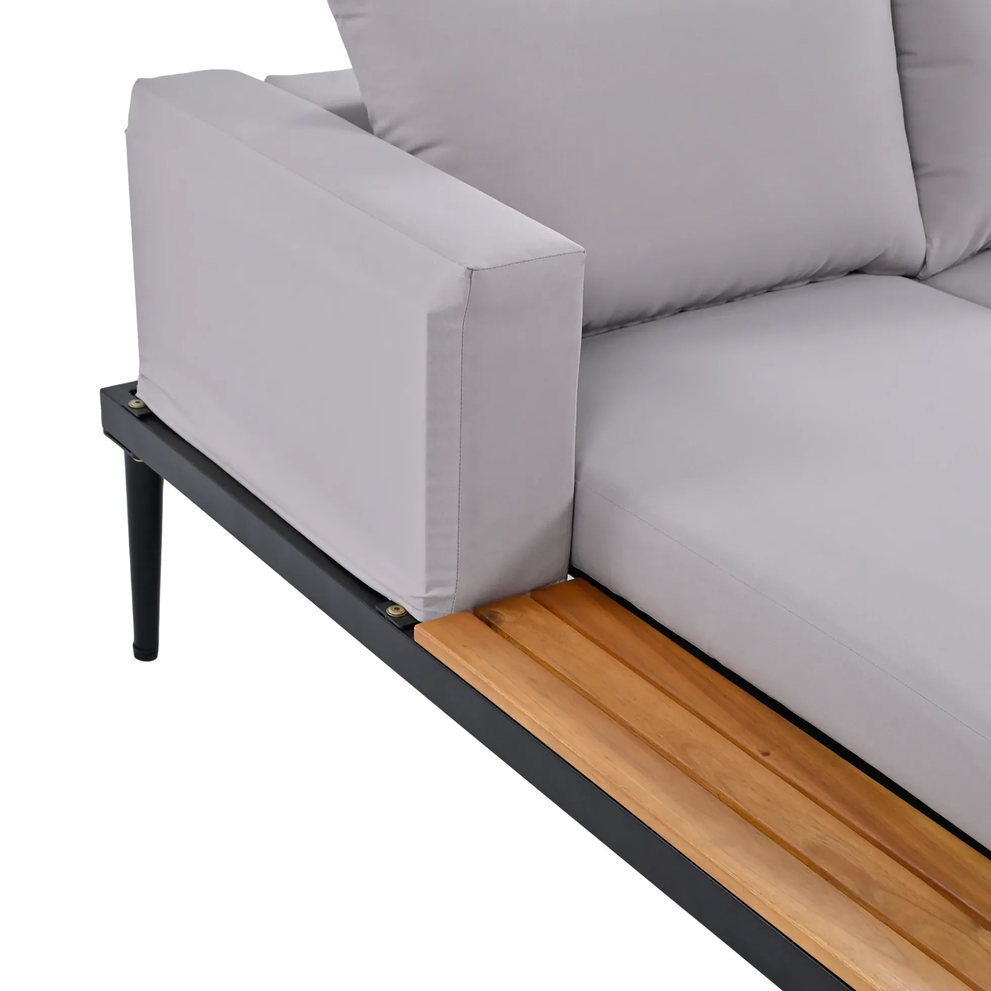 Walker Edison | Modern Outdoor Patio Daybed with Wood Topped Side Tables