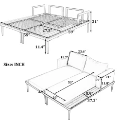 Walker Edison | Modern Outdoor Patio Daybed with Wood Topped Side Tables