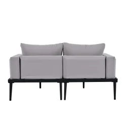 Walker Edison | Modern Outdoor Patio Daybed with Wood Topped Side Tables