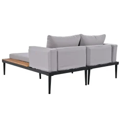Walker Edison | Modern Outdoor Patio Daybed with Wood Topped Side Tables