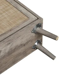 Walker Edison | Modern Rattan 4 Door Shoe Rack Cabinet for Entryway