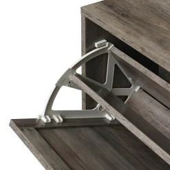 Walker Edison | Modern Rattan 4 Door Shoe Rack Cabinet for Entryway