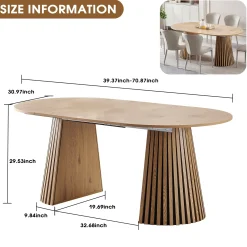 Walker Edison | Modern Reeded Oval Extendable Wooden Dining Table