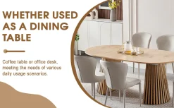 Walker Edison | Modern Reeded Oval Extendable Wooden Dining Table