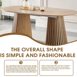 Walker Edison | Modern Reeded Oval Extendable Wooden Dining Table