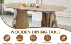 Walker Edison | Modern Reeded Oval Extendable Wooden Dining Table
