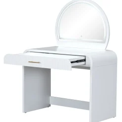 Walker Edison | Modern Reeded Curve Design Makeup Vanity Table