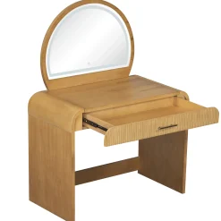 Walker Edison | Modern Reeded Curve Design Makeup Vanity Table