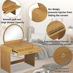 Walker Edison | Modern Reeded Curve Design Makeup Vanity Table