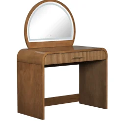 Walker Edison | Modern Reeded Curve Design Makeup Vanity Table
