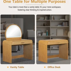 Walker Edison | Modern Reeded Curve Design Makeup Vanity Table