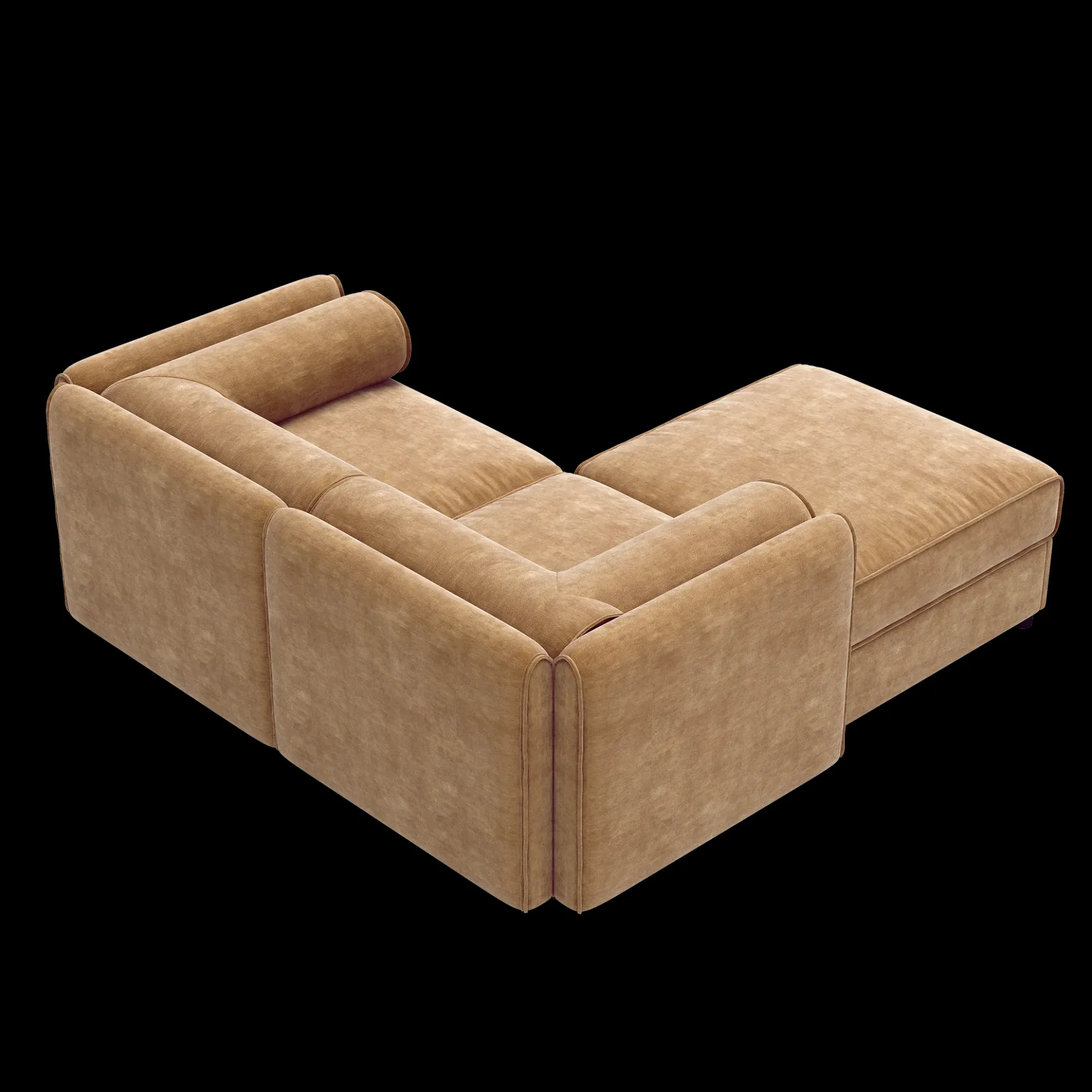 Walker Edison | Modern Stylish Camel Chenille Loveseat Sofa with Ottoman