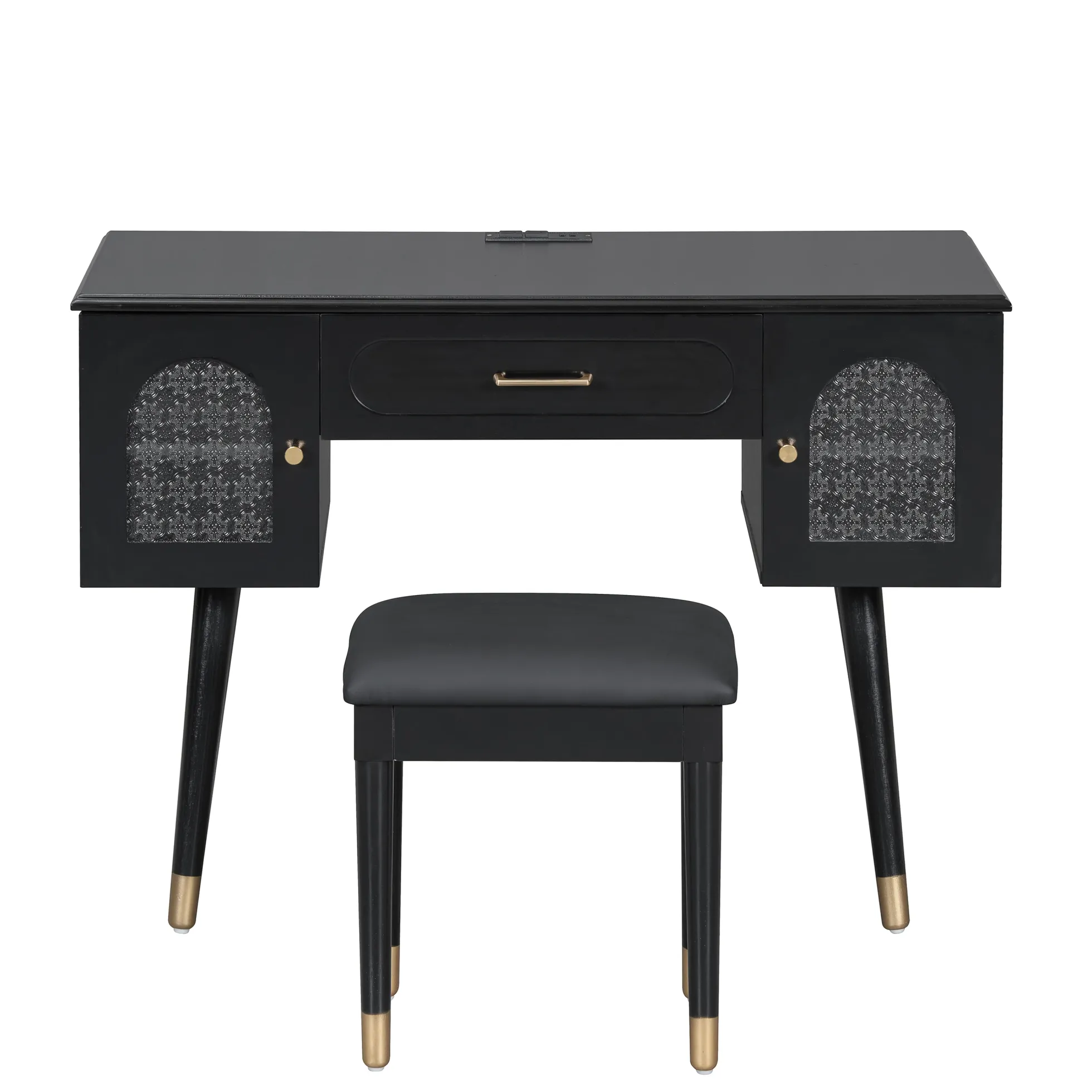 Walker Edison | Modern Vanity Makeup Table & Chair Set and Writing Desk