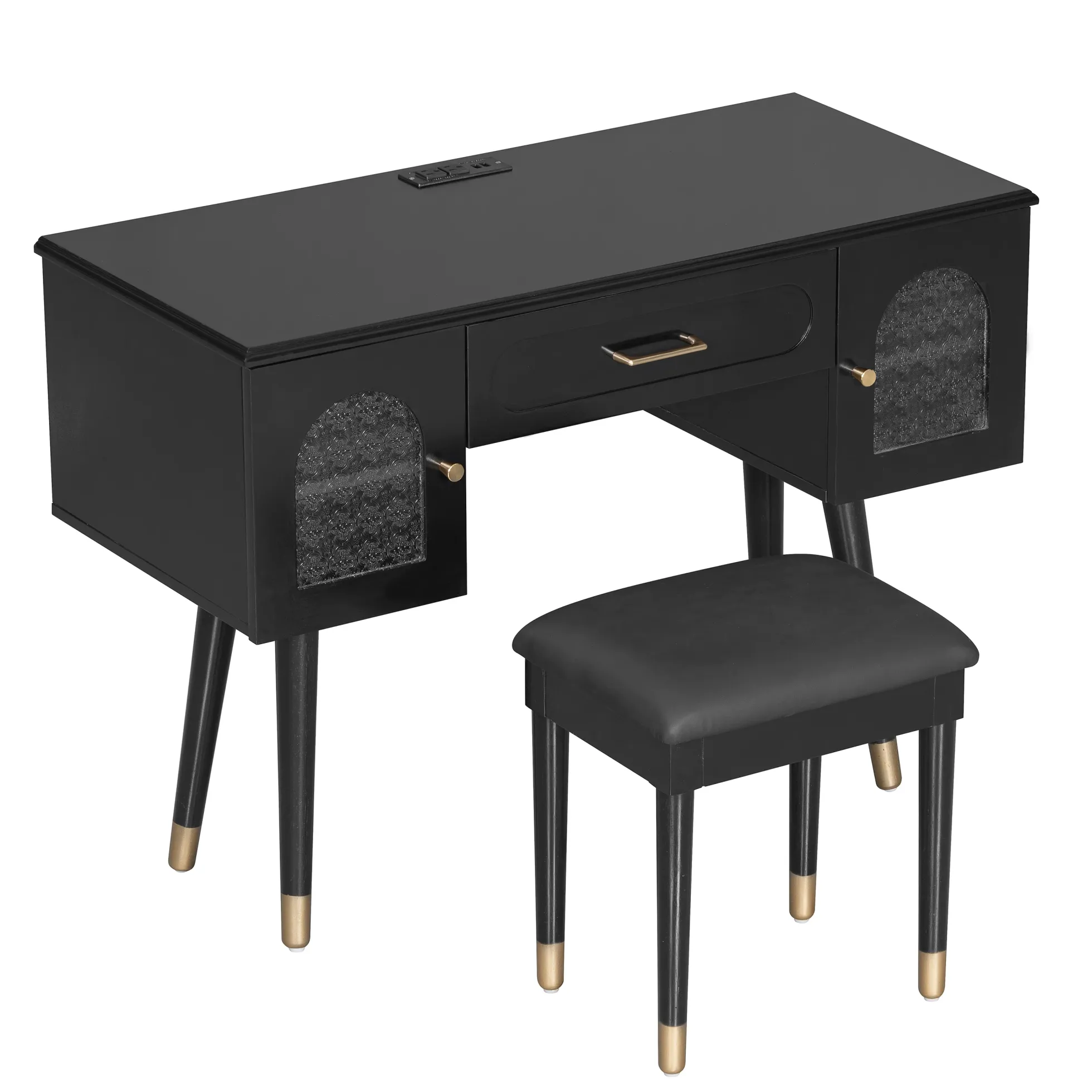 Walker Edison | Modern Vanity Makeup Table & Chair Set and Writing Desk