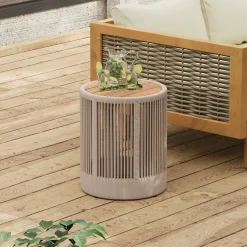 Walker Edison | Modern Woven Rope Design Coffee Table and Side Table Set of 2