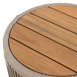 Walker Edison | Modern Woven Rope Design Coffee Table and Side Table Set of 2