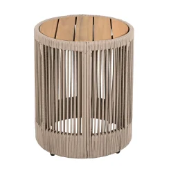 Walker Edison | Modern Woven Rope Design Coffee Table and Side Table Set of 2