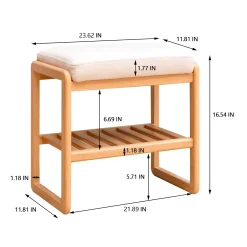 Walker Edison | Natural Solid Wood Entryway Shoe Bench