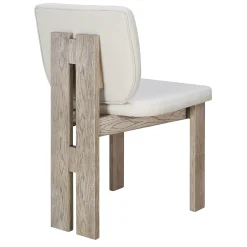 Walker Edison | Natural Wood Wash 7-Piece Retro Dining Set with 6 Upholstered Chairs