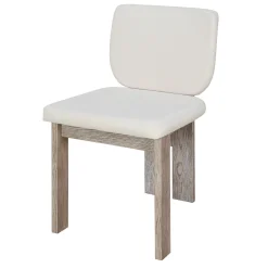 Walker Edison | Natural Wood Wash 7-Piece Retro Dining Set with 6 Upholstered Chairs