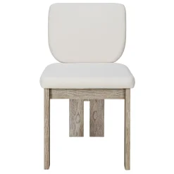 Walker Edison | Natural Wood Wash 7-Piece Retro Dining Set with 6 Upholstered Chairs