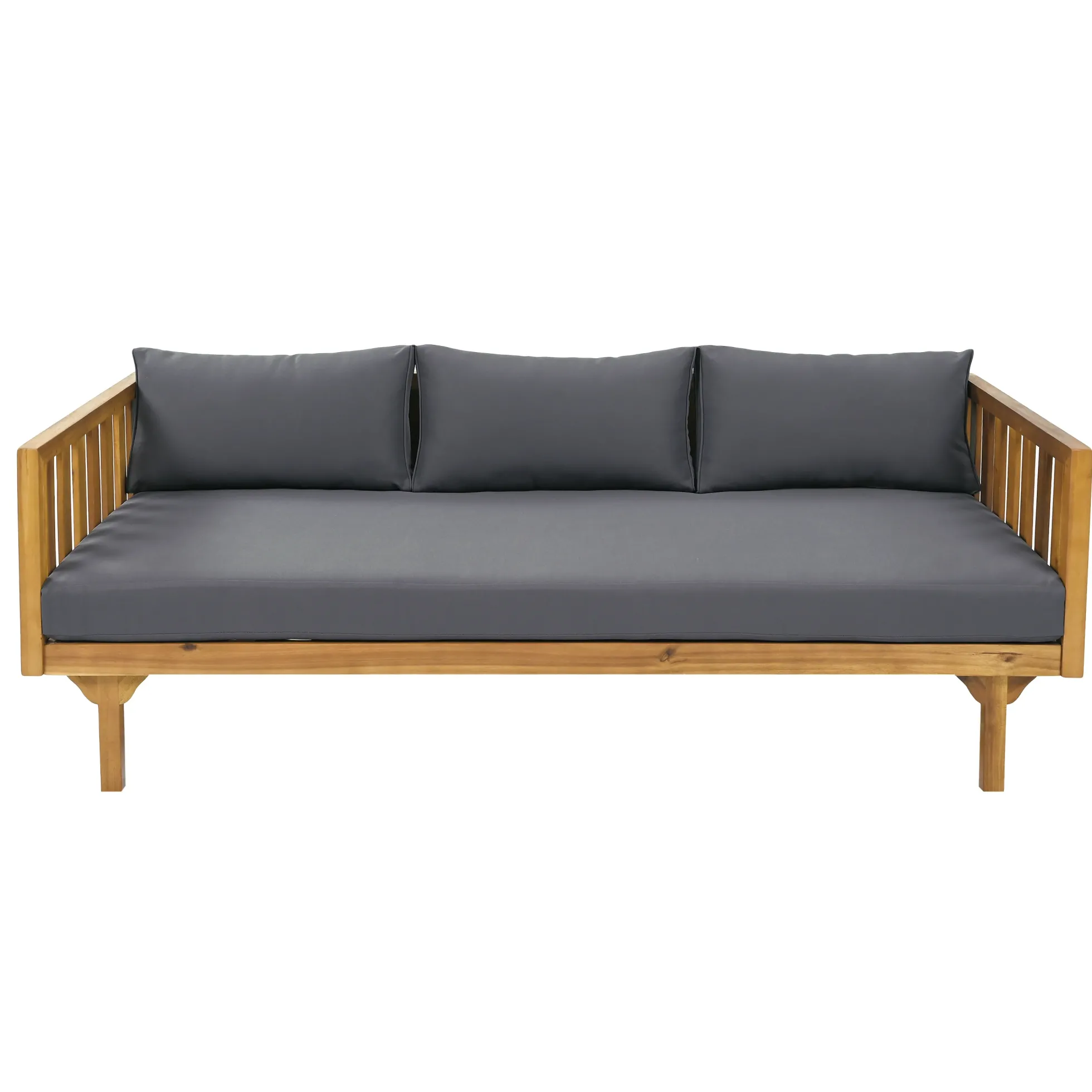 Walker Edison | Outdoor 3 Piece Teak Deep Seat Daybed Sofa with Coffee Table