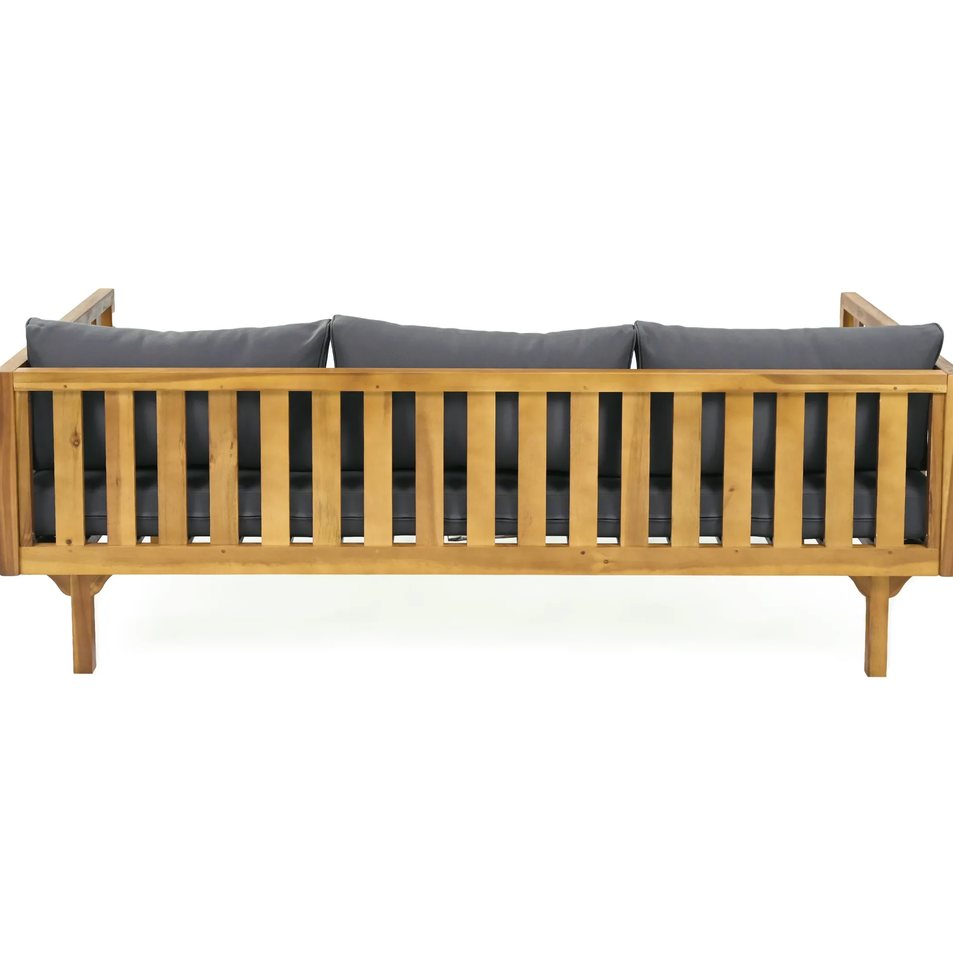 Walker Edison | Outdoor 3 Piece Teak Deep Seat Daybed Sofa with Coffee Table