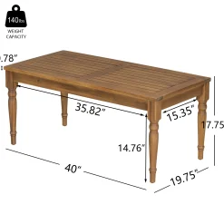 Walker Edison | Outdoor Acacia Wood 2 Piece Loveseat Sofa with Table