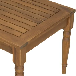 Walker Edison | Outdoor Acacia Wood 2 Piece Loveseat Sofa with Table