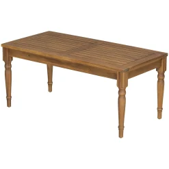 Walker Edison | Outdoor Acacia Wood 2 Piece Loveseat Sofa with Table