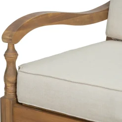Walker Edison | Outdoor Acacia Wood Patio 4 Piece Sofa Set