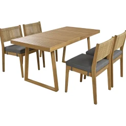 Walker Edison | Outdoor Acacia Wood Dining Table and Chair Set