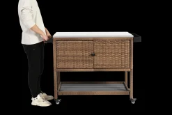 Walker Edison | Outdoor Brown Wicker Bar Cart