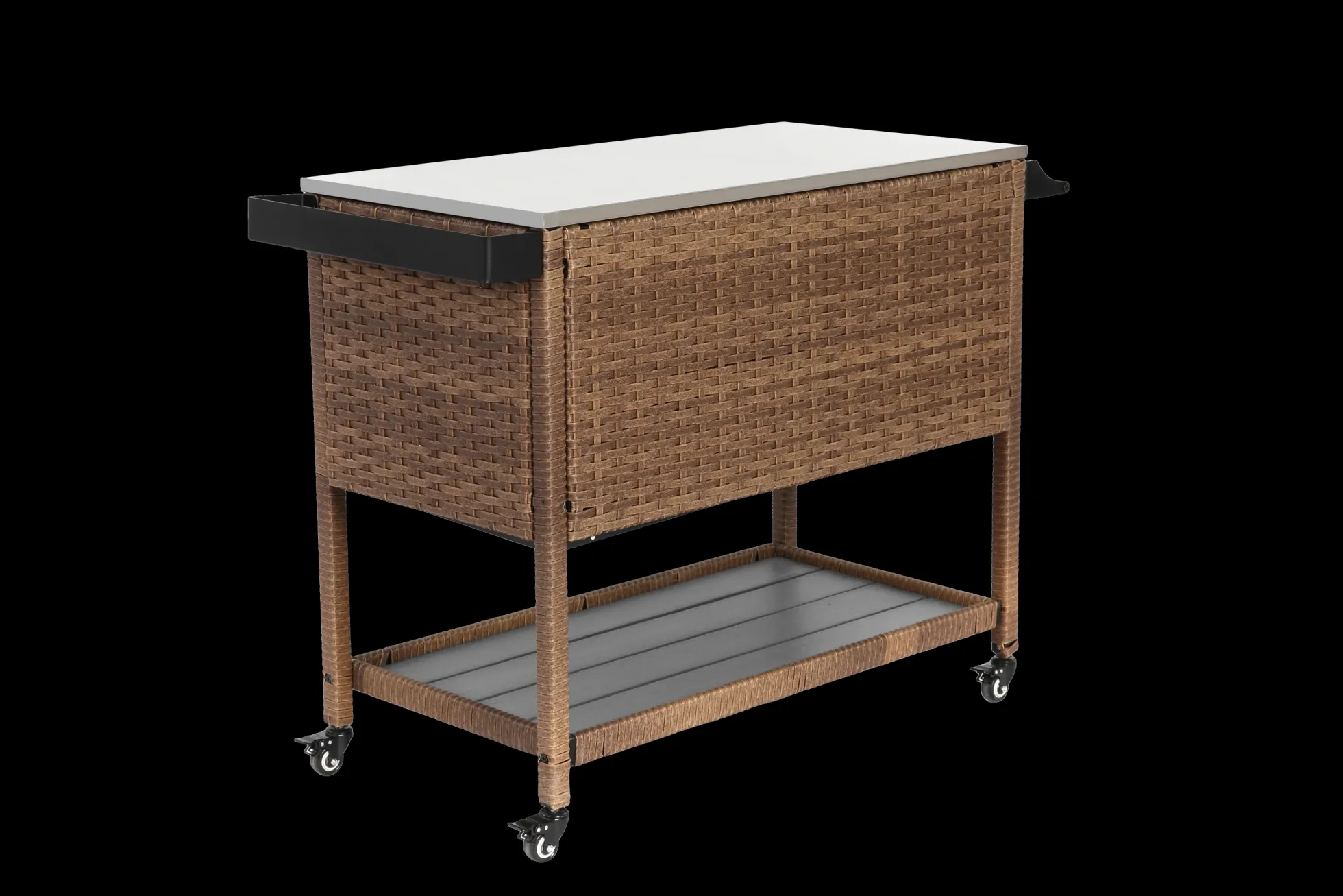 Walker Edison | Outdoor Brown Wicker Bar Cart