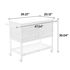 Walker Edison | Outdoor Brown Wicker Bar Cart