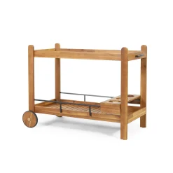 Walker Edison | Outdoor Patio Wood Bar Cart for Storage