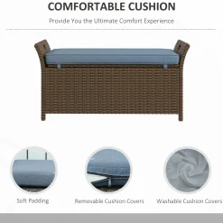 Walker Edison | Outdoor Patio Wicker Storage Bench