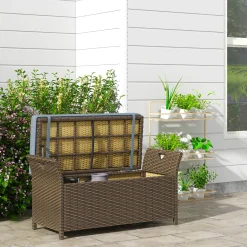 Walker Edison | Outdoor Patio Wicker Storage Bench