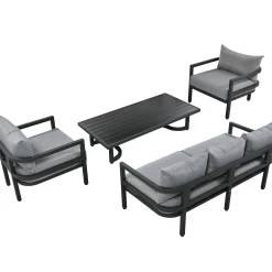 Walker Edison | Outdoor Patio Steel 4 Piece Sofa Set