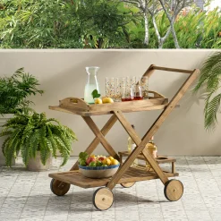 Walker Edison | Outdoor Patio Wood Bar Cart
