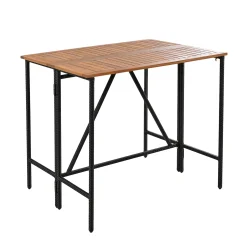 Walker Edison | Outdoor 5-Piece Acacia Wood Bar Height Table And Stool Set