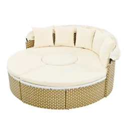 Walker Edison | Outdoor Round Modular Sunbed Sofa Set