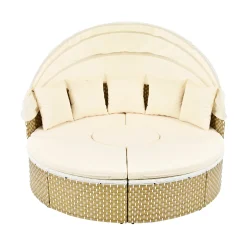 Walker Edison | Outdoor Round Modular Sunbed Sofa Set