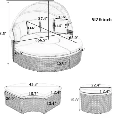 Walker Edison | Outdoor Round Modular Sunbed Sofa Set