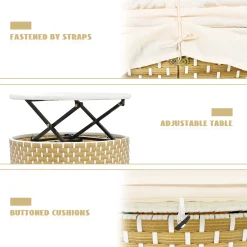 Walker Edison | Outdoor Round Modular Sunbed Sofa Set