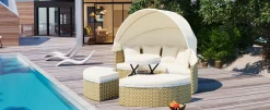 Walker Edison | Outdoor Round Modular Sunbed Sofa Set