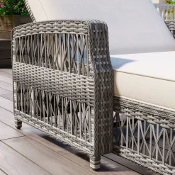 Walker Edison | Outdoor Wicker 2 Piece Lounge Reclining Chairs with Cushions