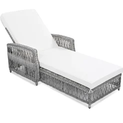 Walker Edison | Outdoor Wicker 2 Piece Lounge Reclining Chairs with Cushions