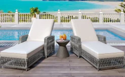 Walker Edison | Outdoor Wicker 2 Piece Lounge Reclining Chairs with Cushions