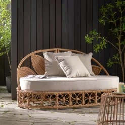 Walker Edison | Outdoor Wicker Daybed With Pillows